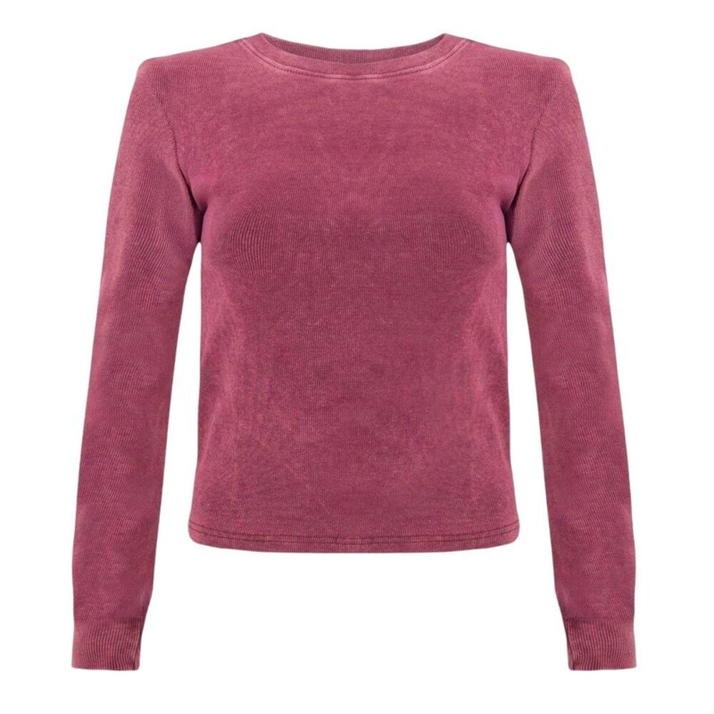 I Saw It First Womens/Ladies Ribbed Long-Sleeved Top / Burgundy